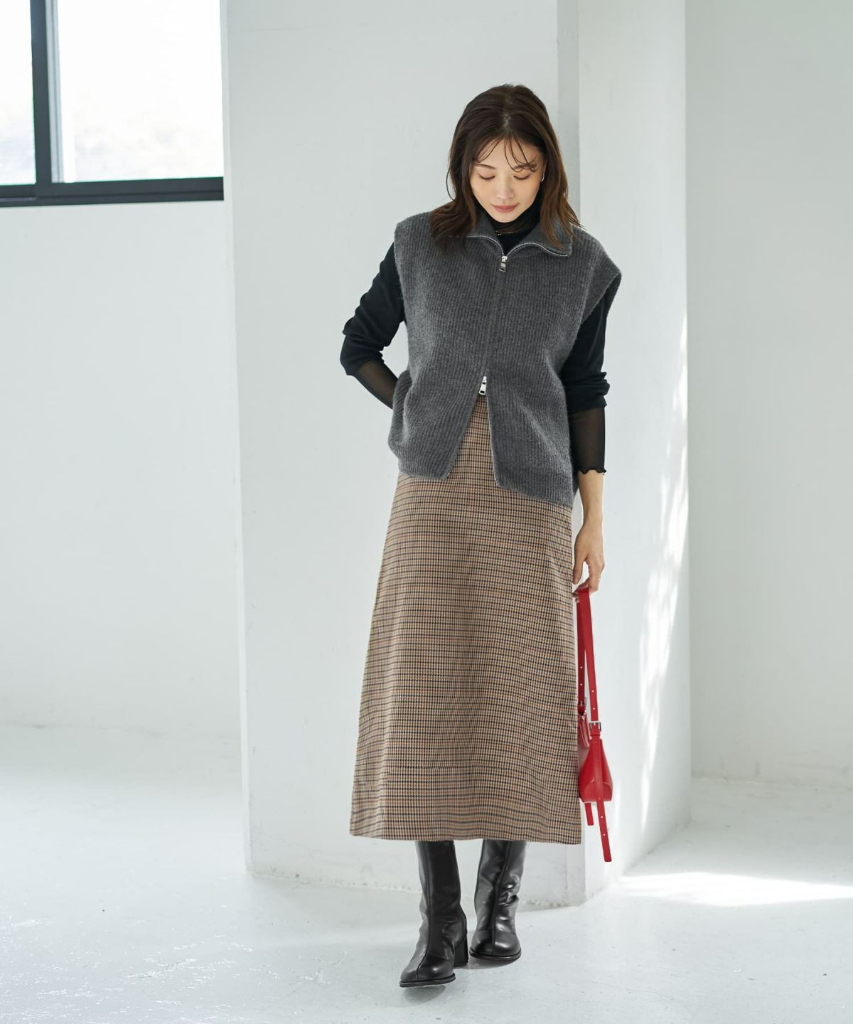 着用イメージ 166cm ベージュミックス Sサイズ