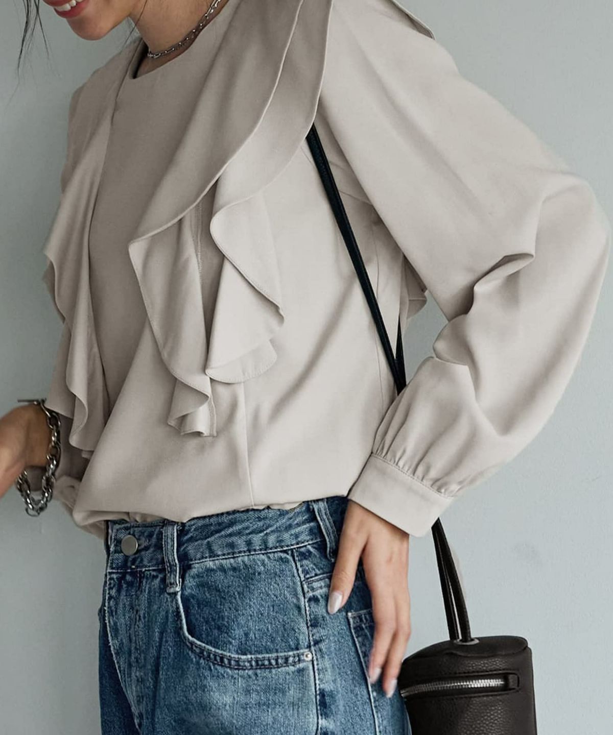 着用イメージ 168cm グレージュ