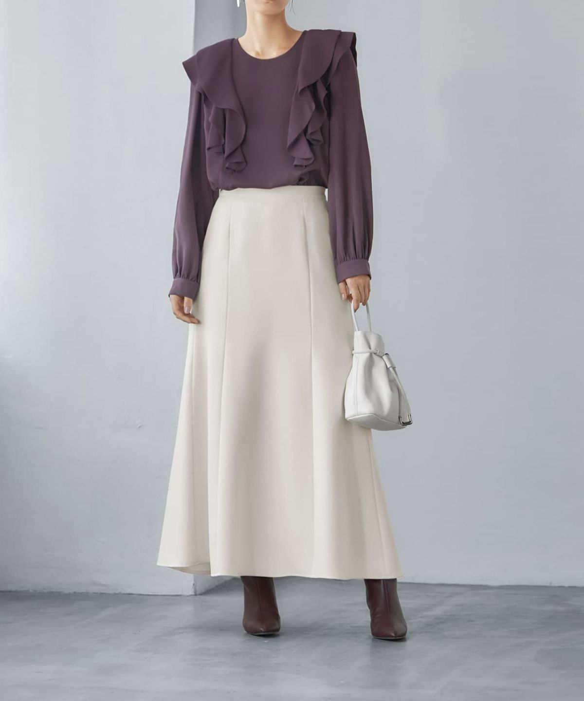 着用イメージ 165cm パープルブラウン