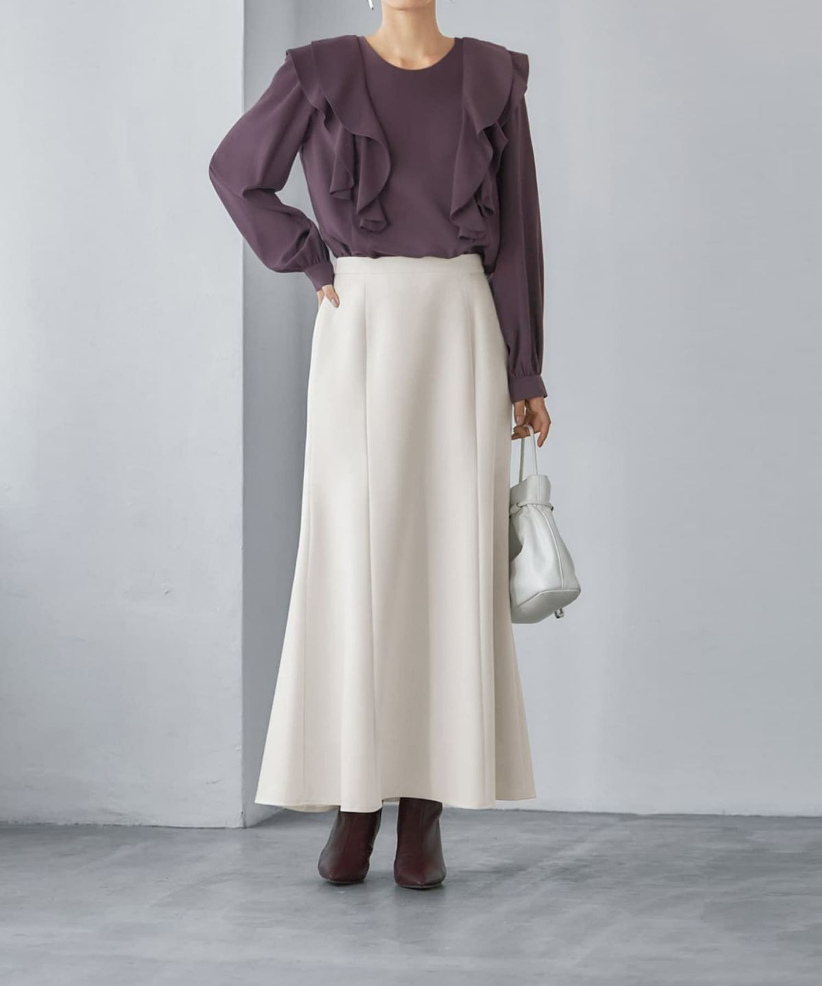 着用イメージ 165cm パープルブラウン