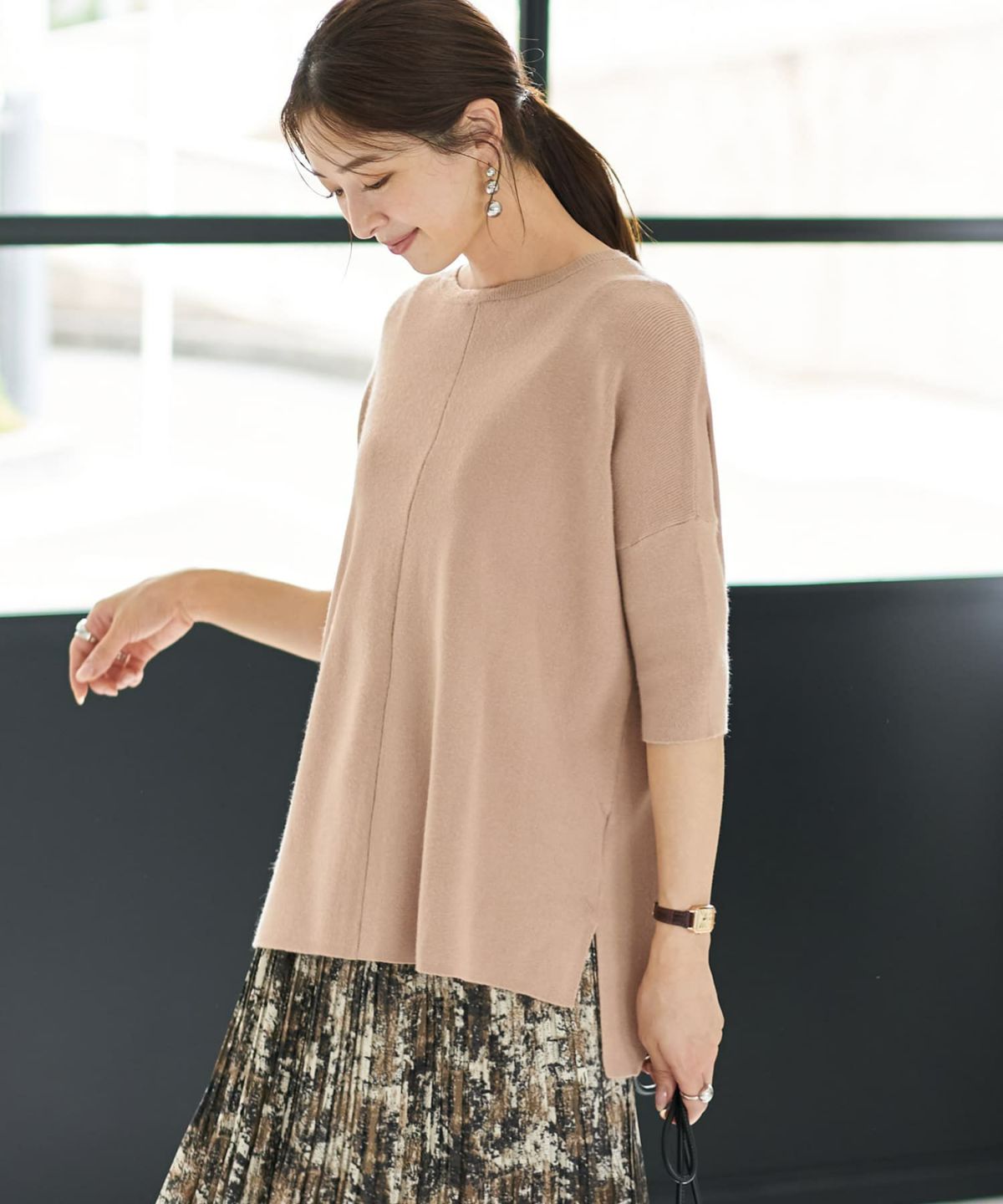 着用イメージ 166cm ベージュ