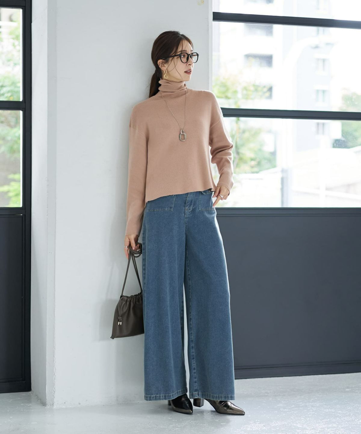 着用イメージ 166cm ベージュ