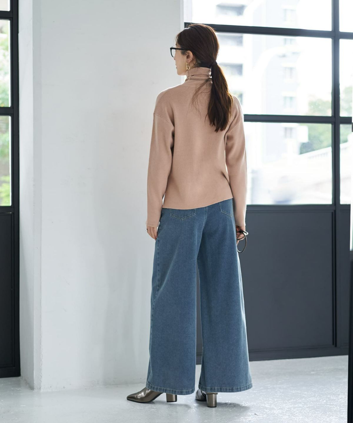 着用イメージ 166cm ベージュ