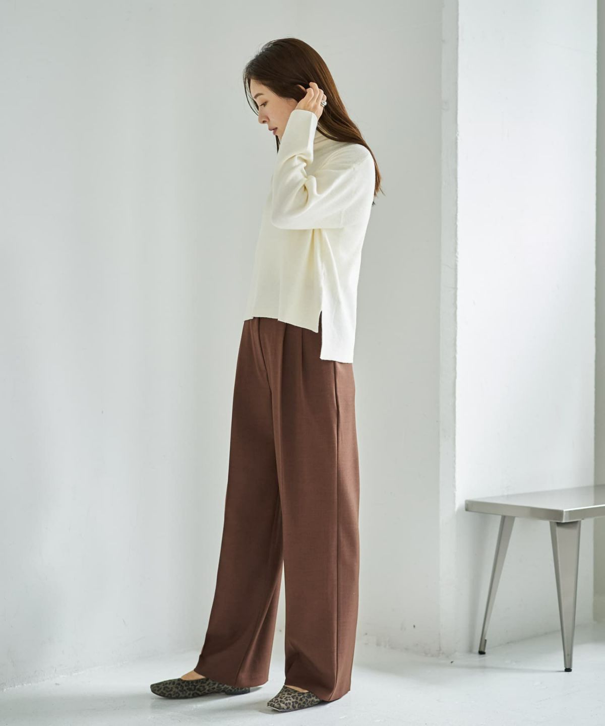 着用イメージ 166cm ホワイト