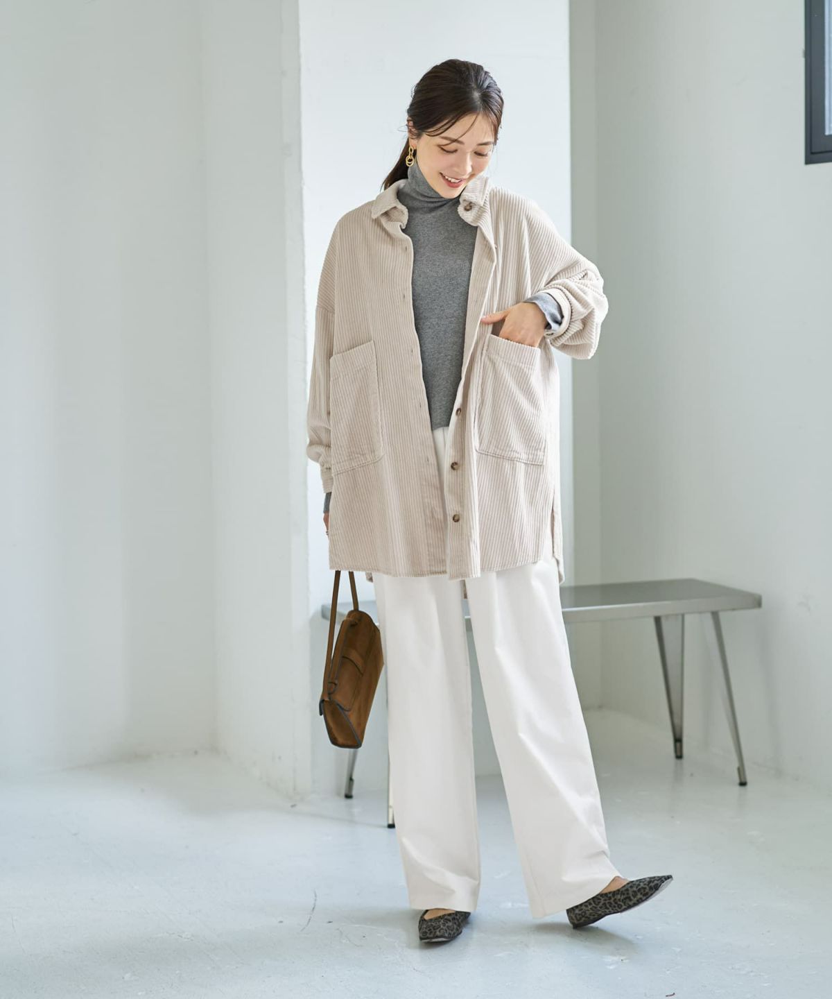 着用イメージ 166cm グレー