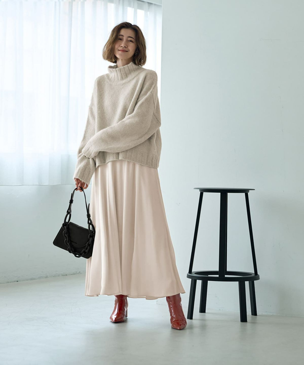 着用イメージ 166cm アイボリー