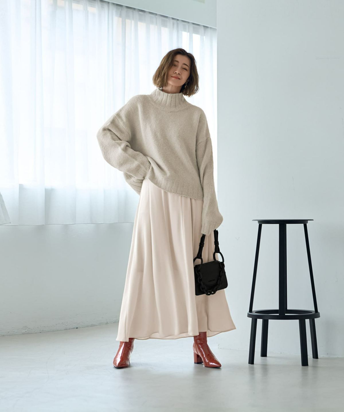 着用イメージ 166cm アイボリー