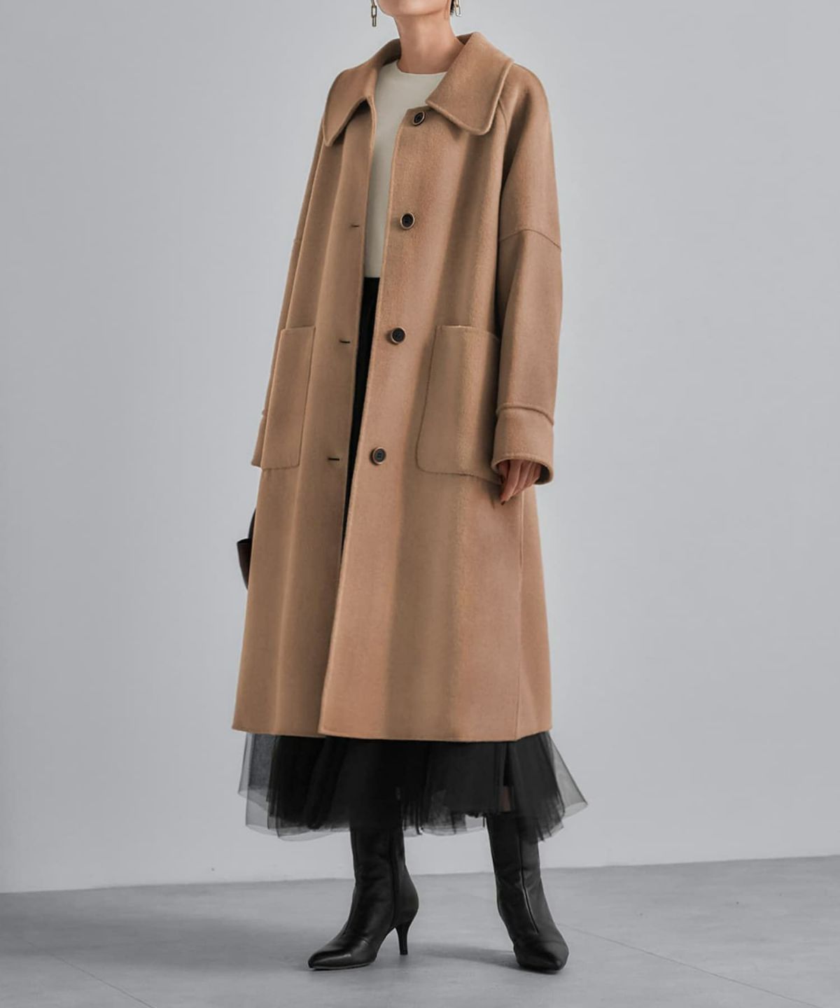 フロントボタンリバーコート