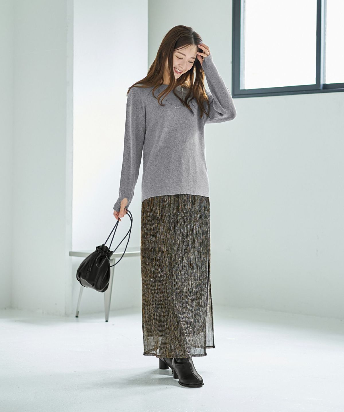 着用イメージ 166cm グレー