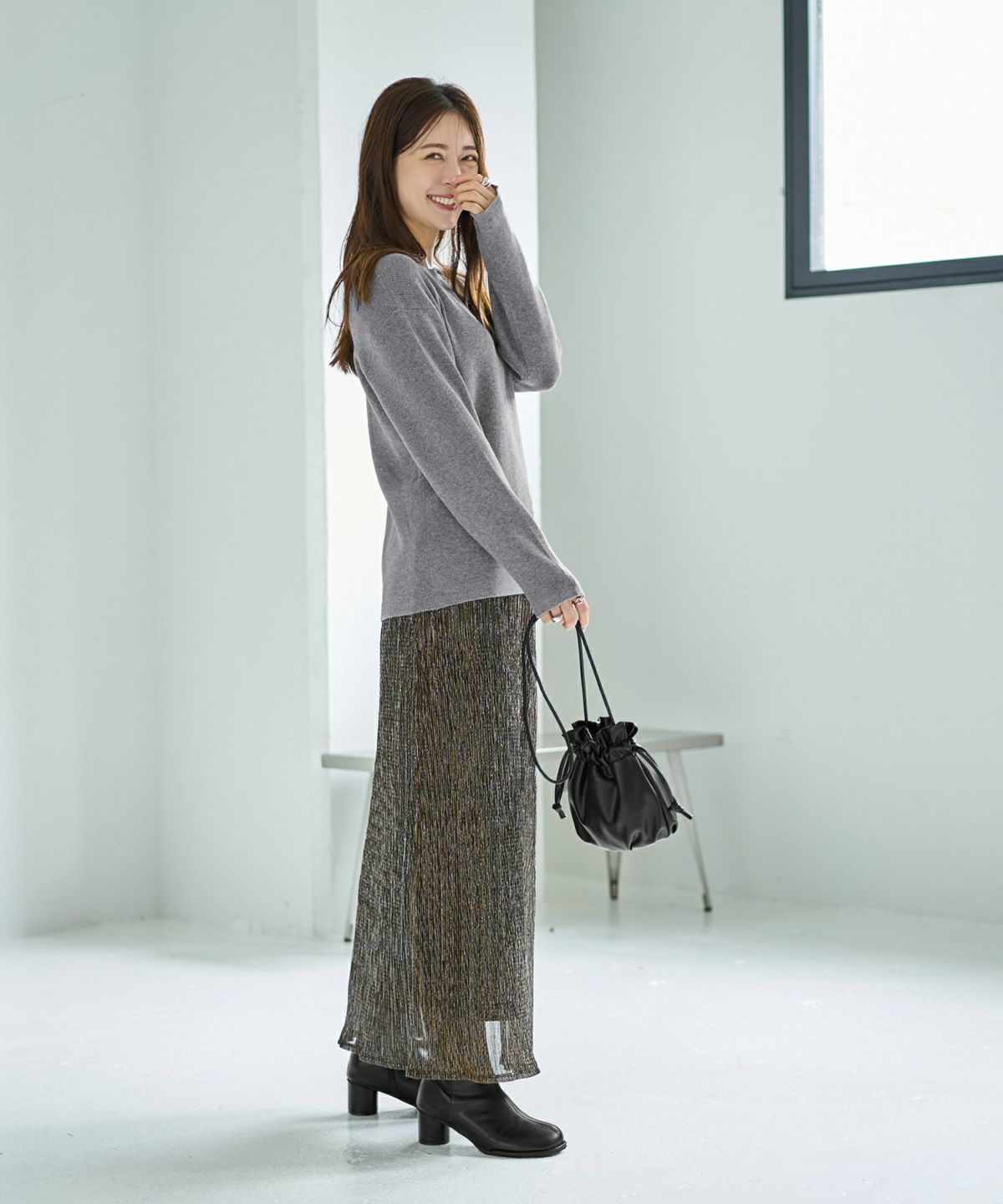 着用イメージ 166cm グレー