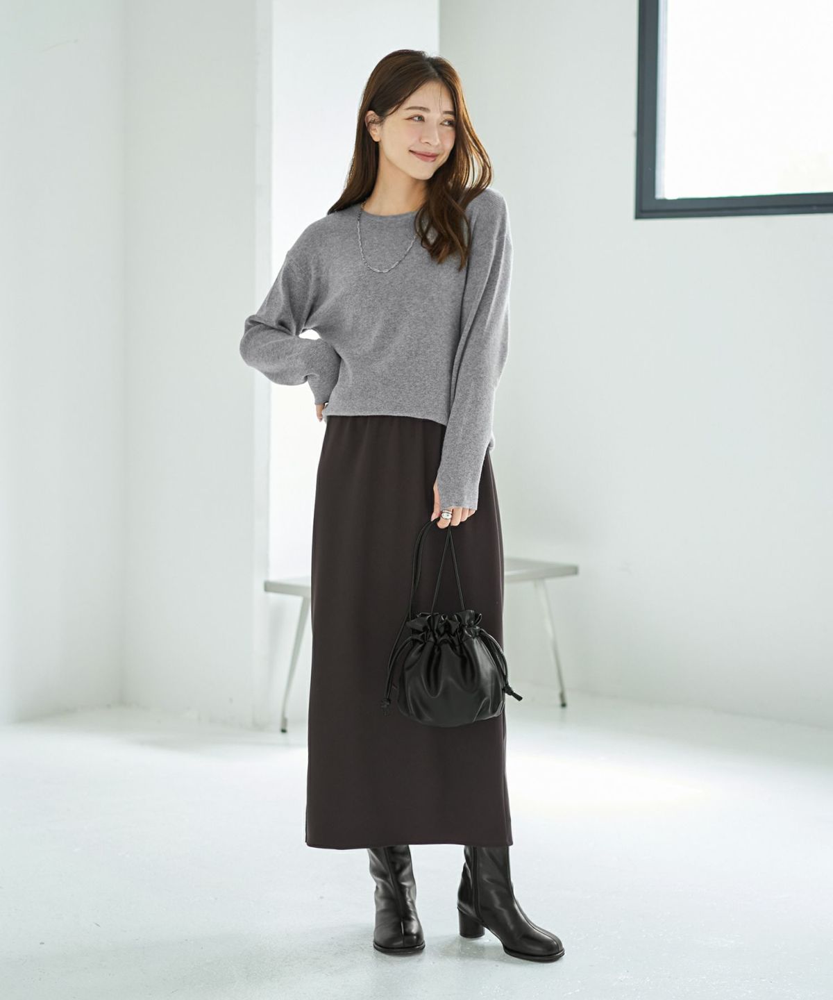 着用イメージ 166cm グレー
