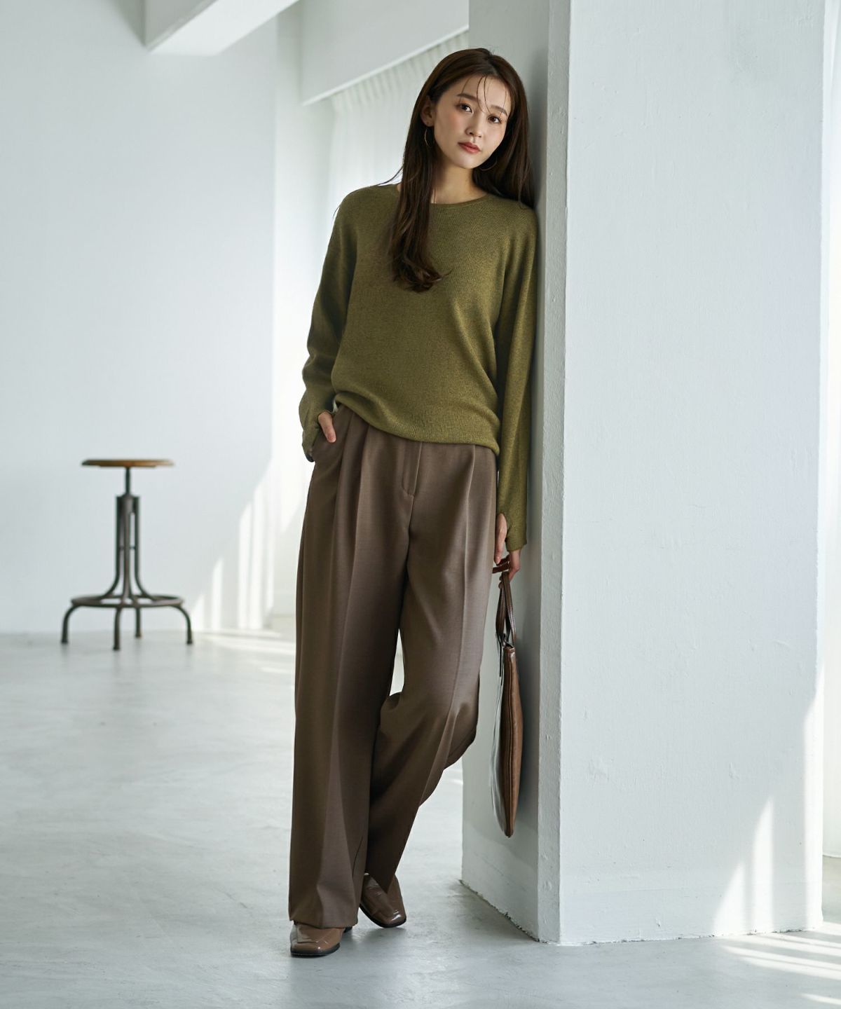 着用イメージ 166cm カーキ