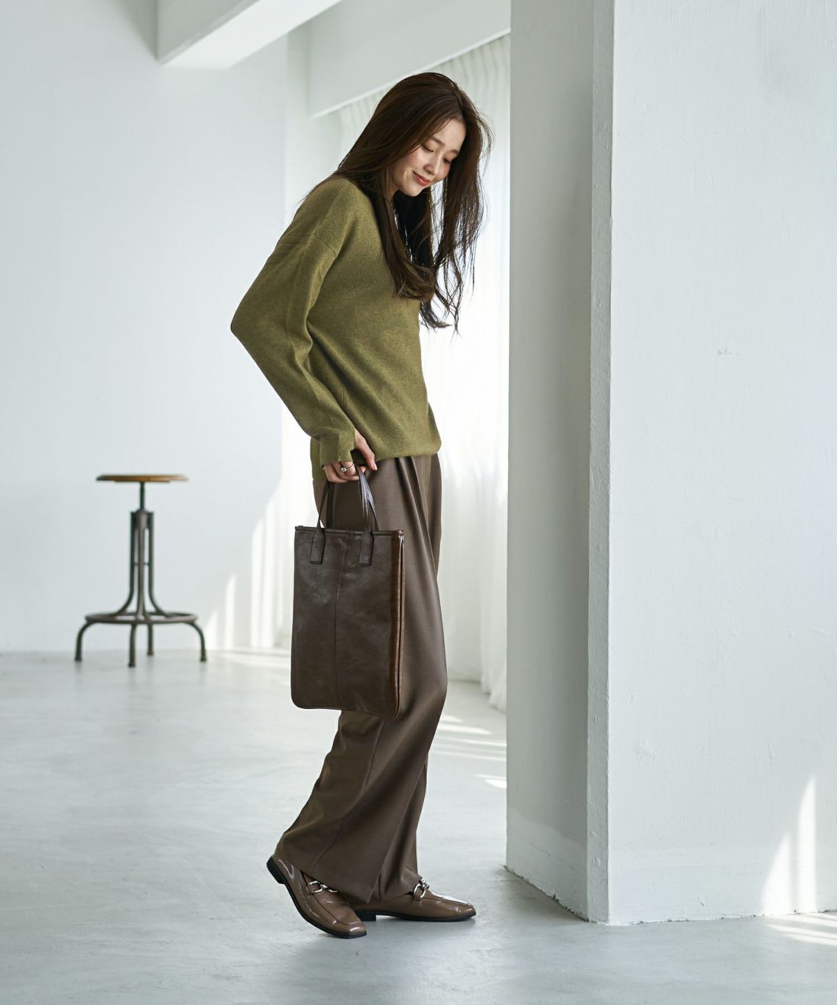 着用イメージ 166cm カーキ