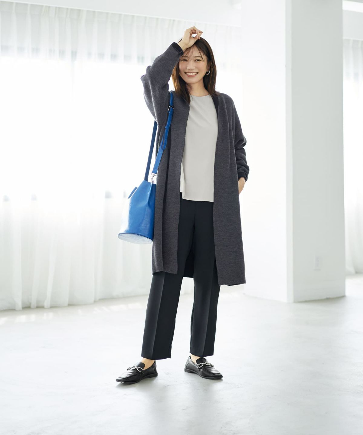 着用イメージ 166cm チャコール