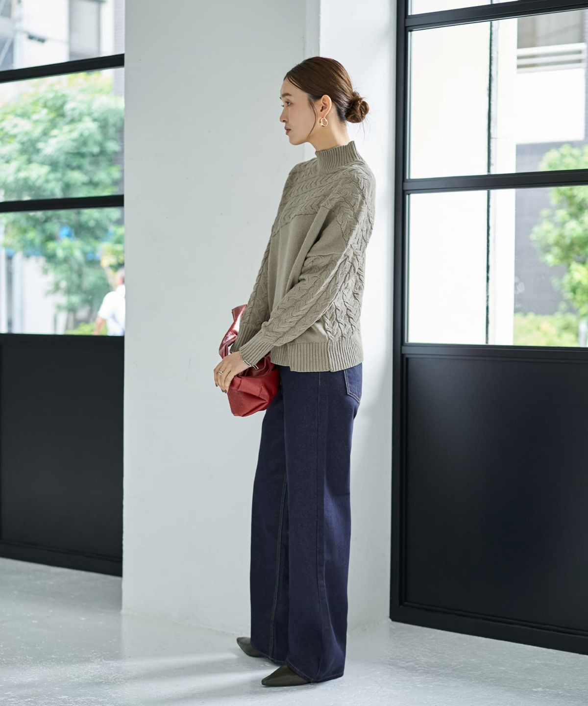 着用イメージ 166cm オリーブベージュ