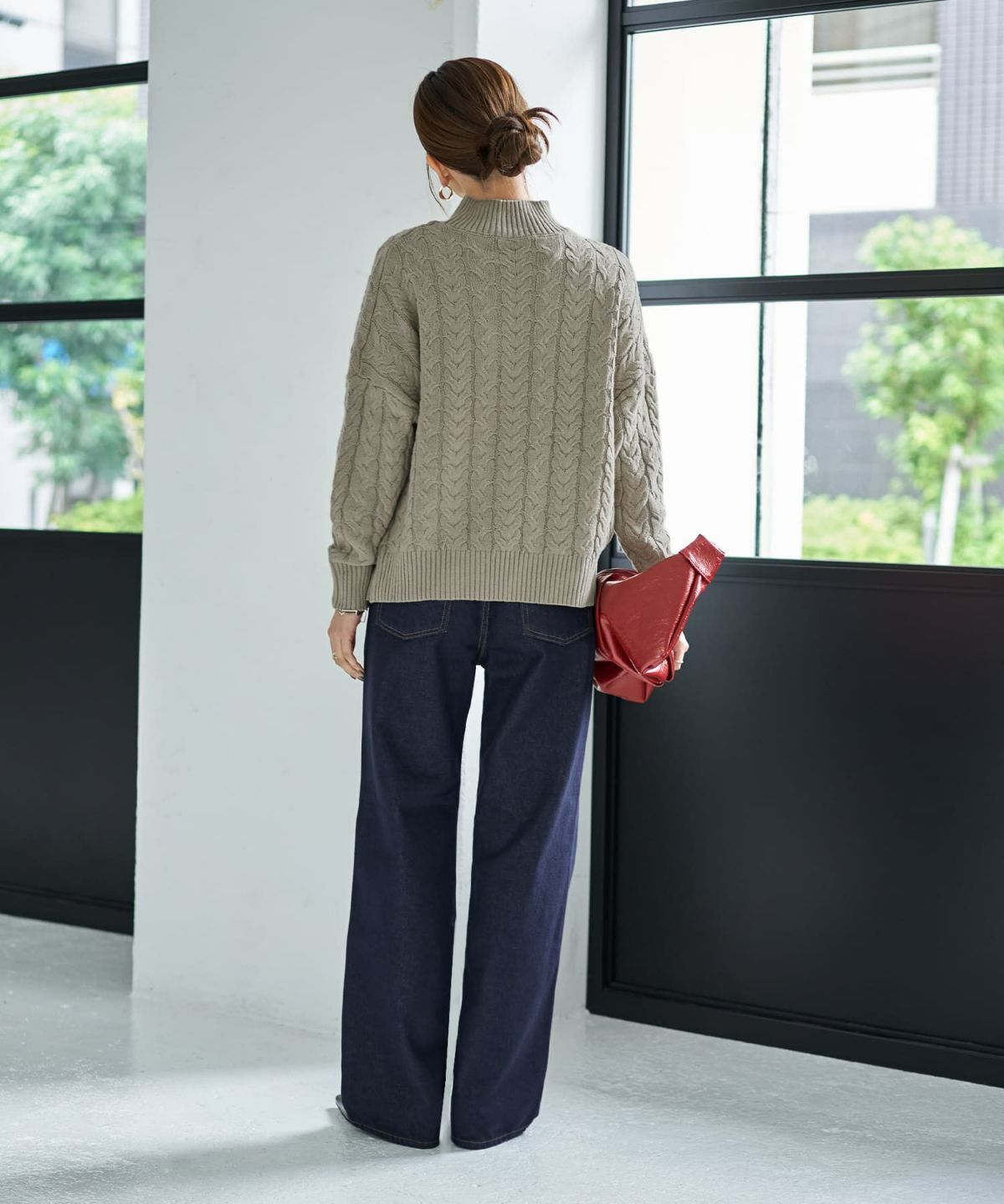 着用イメージ 166cm オリーブベージュ