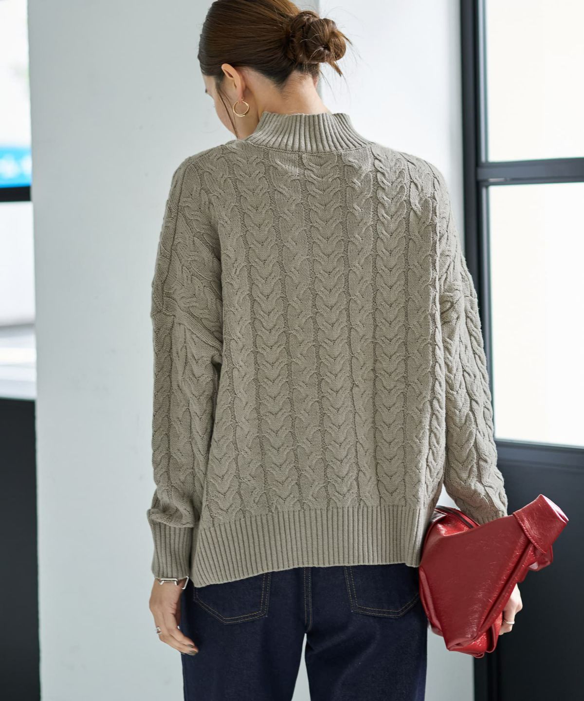 着用イメージ 166cm オリーブベージュ