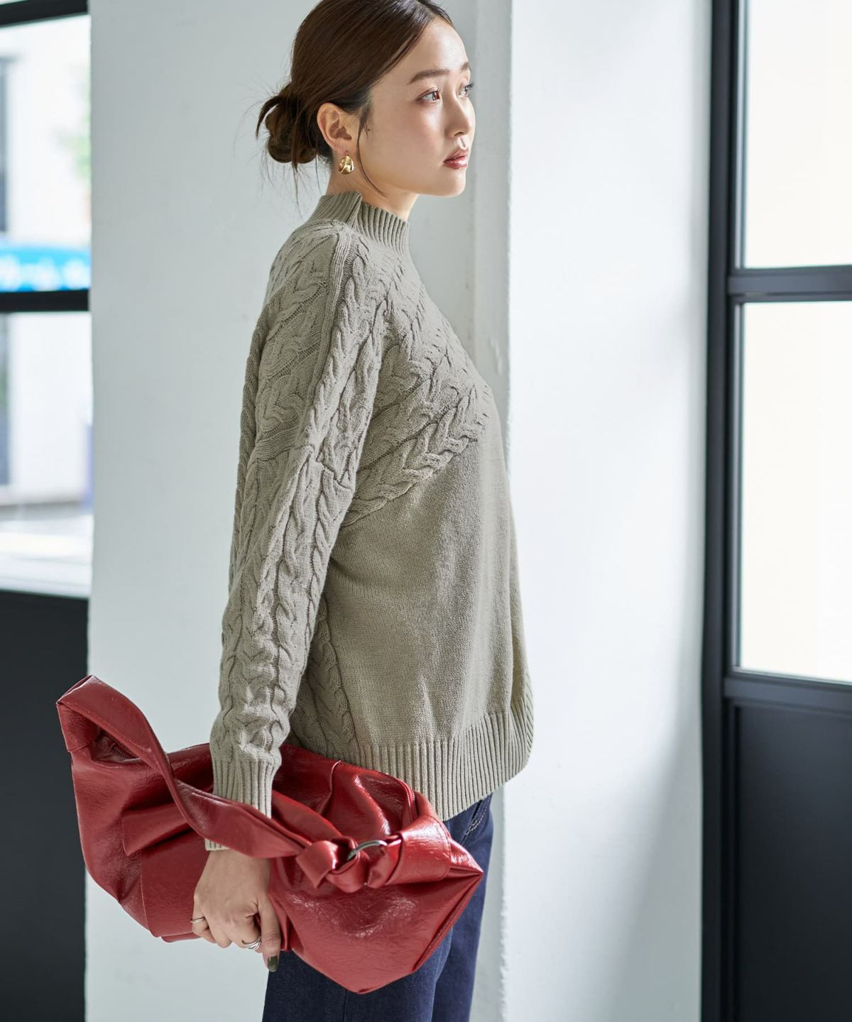 着用イメージ 166cm オリーブベージュ