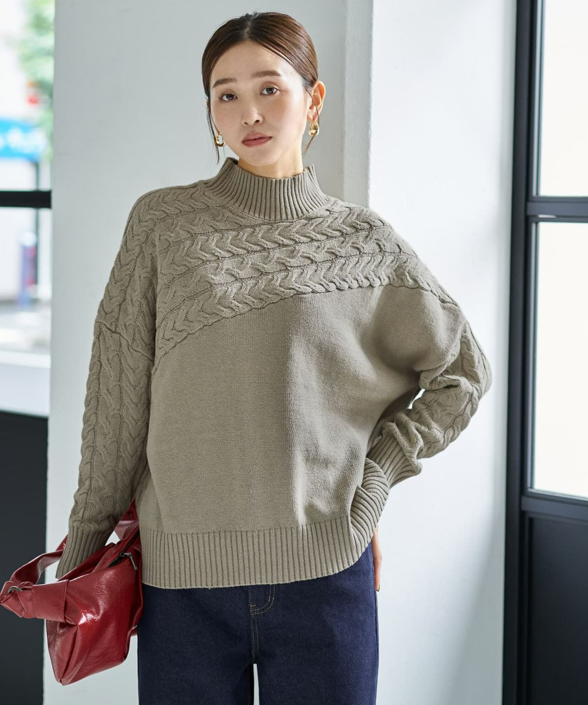 着用イメージ 166cm オリーブベージュ