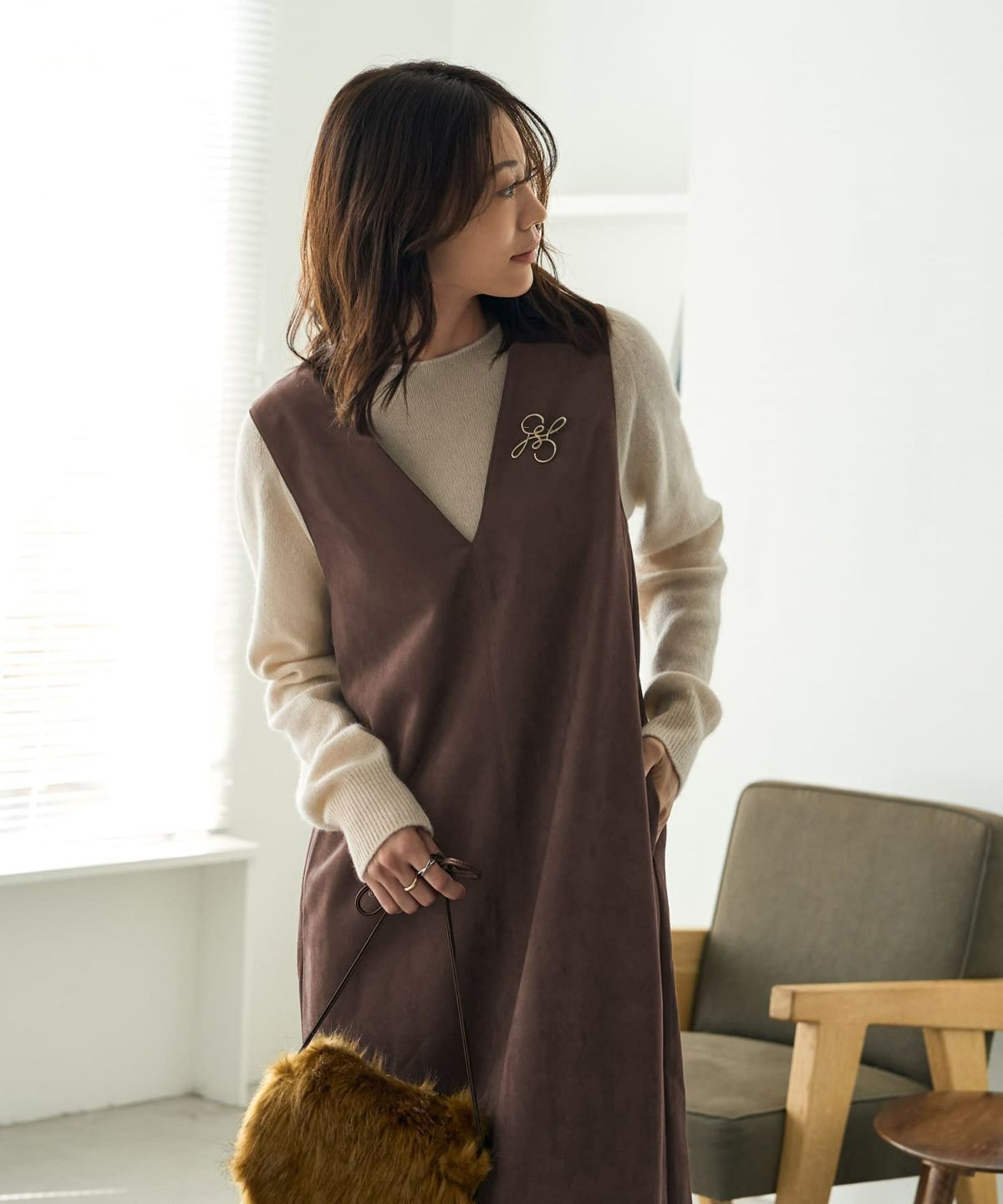 着用イメージ 166cm 02サイズ ブラウン