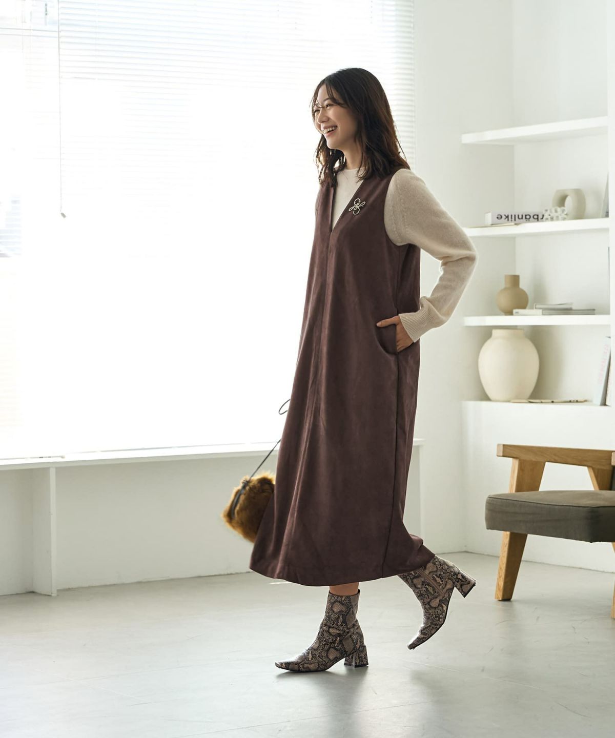 着用イメージ 166cm 02サイズ ブラウン