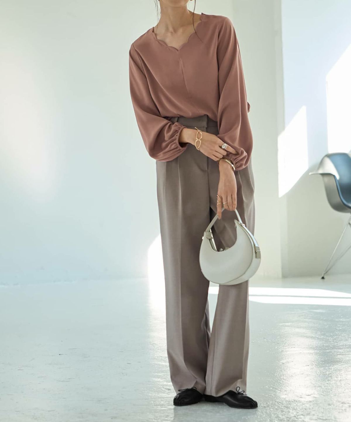 着用イメージ 165cm ダークアプリコット Mサイズ