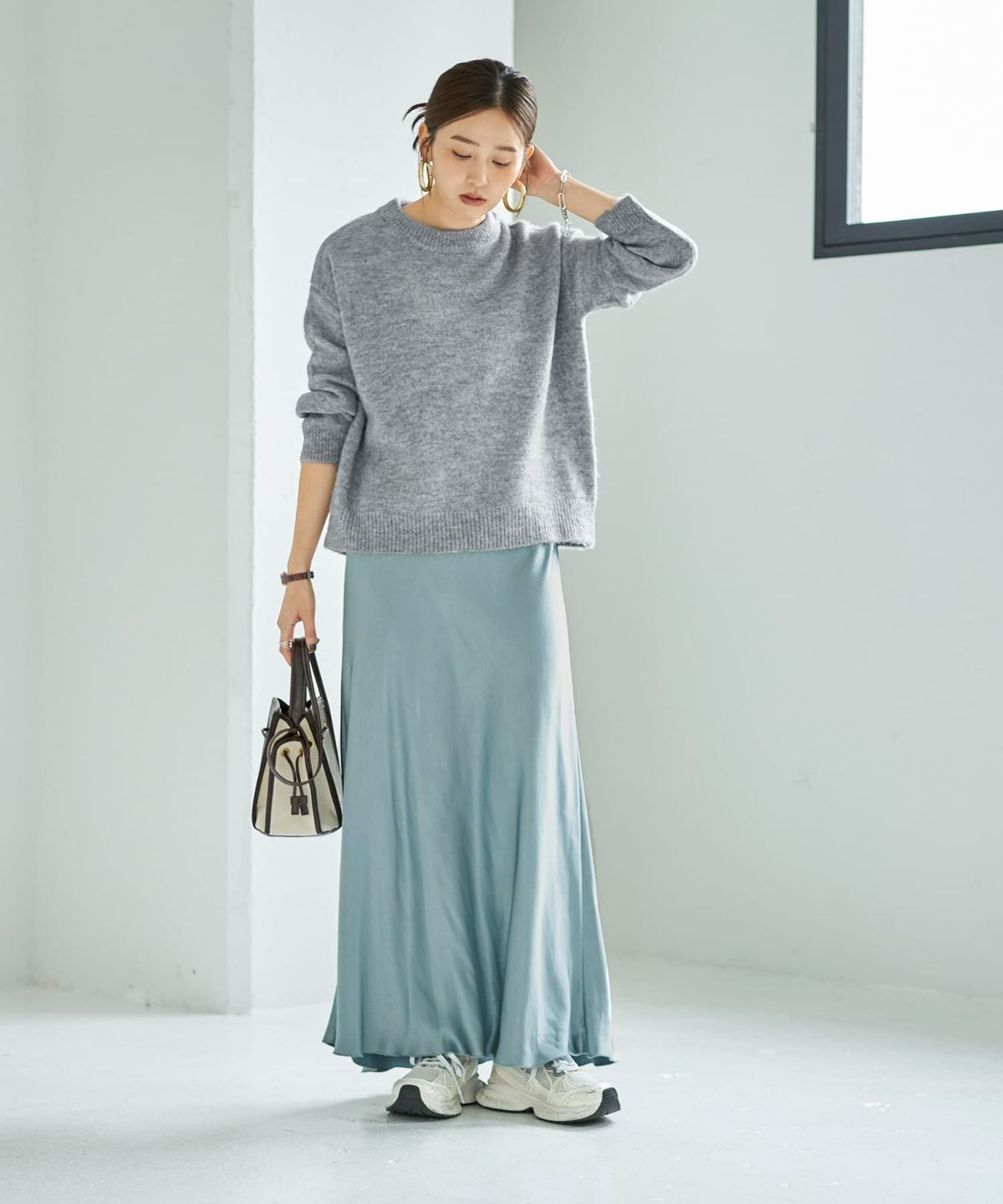 着用イメージ 166cm ライトグレー