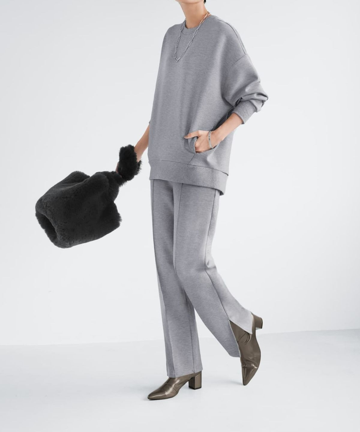 着用イメージ 165cm グレー Sサイズ（股下69cm）