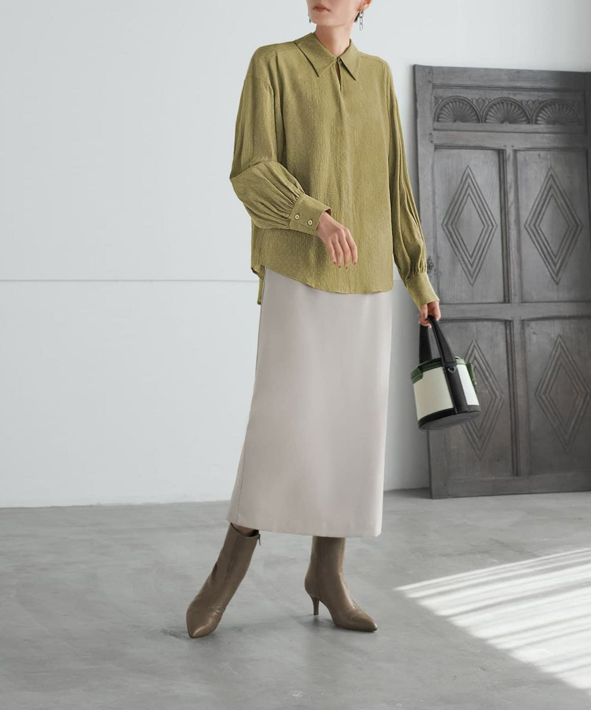 着用イメージ 165cm オリーブイエロー