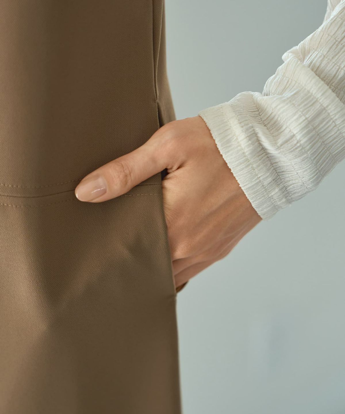 着用イメージ 164cm 02サイズ　カーキベージュ