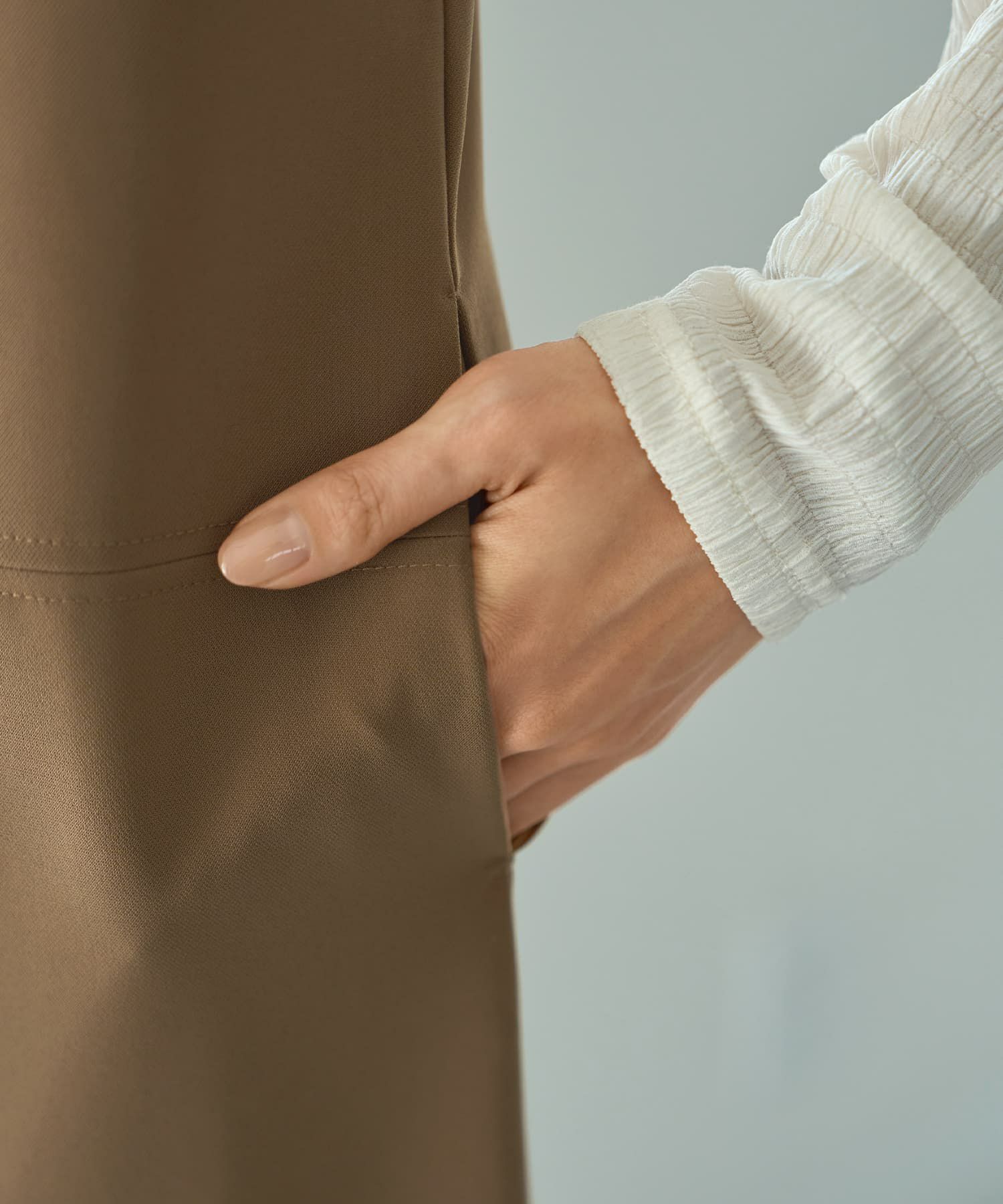 着用イメージ 164cm 02サイズ　カーキベージュ