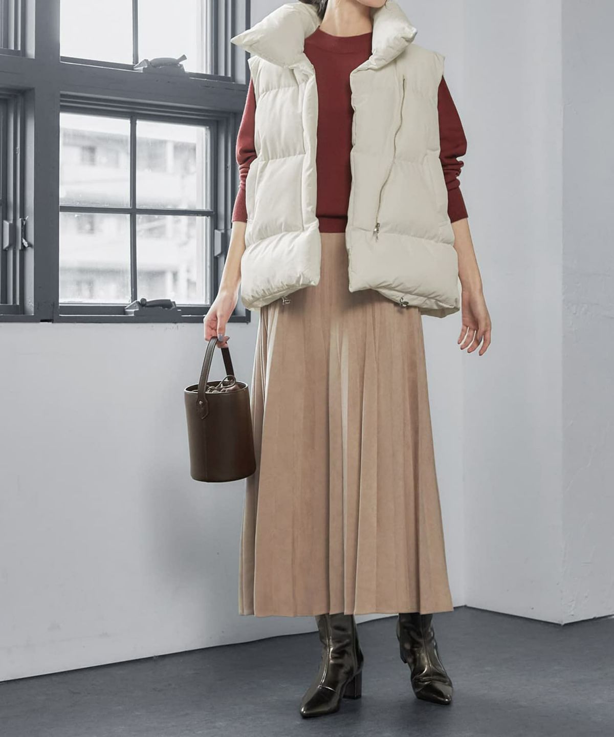 着用イメージ 166cm ライトベージュ 02サイズ