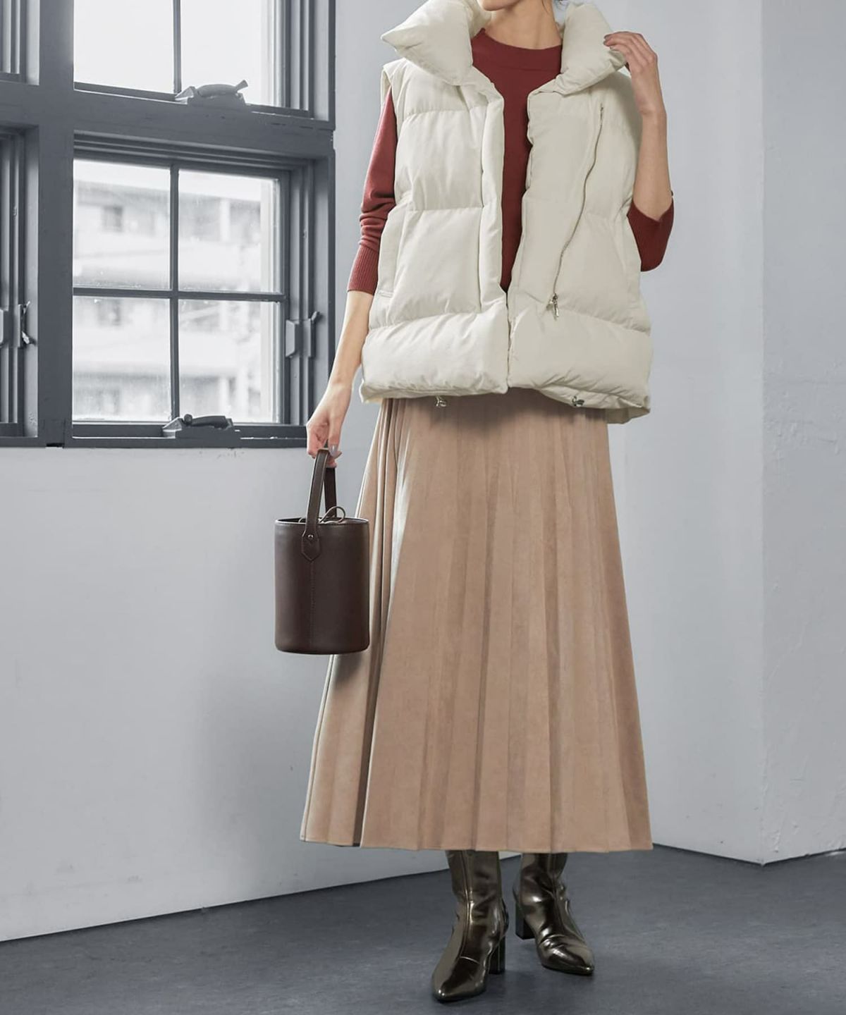 着用イメージ 166cm ライトベージュ 02サイズ