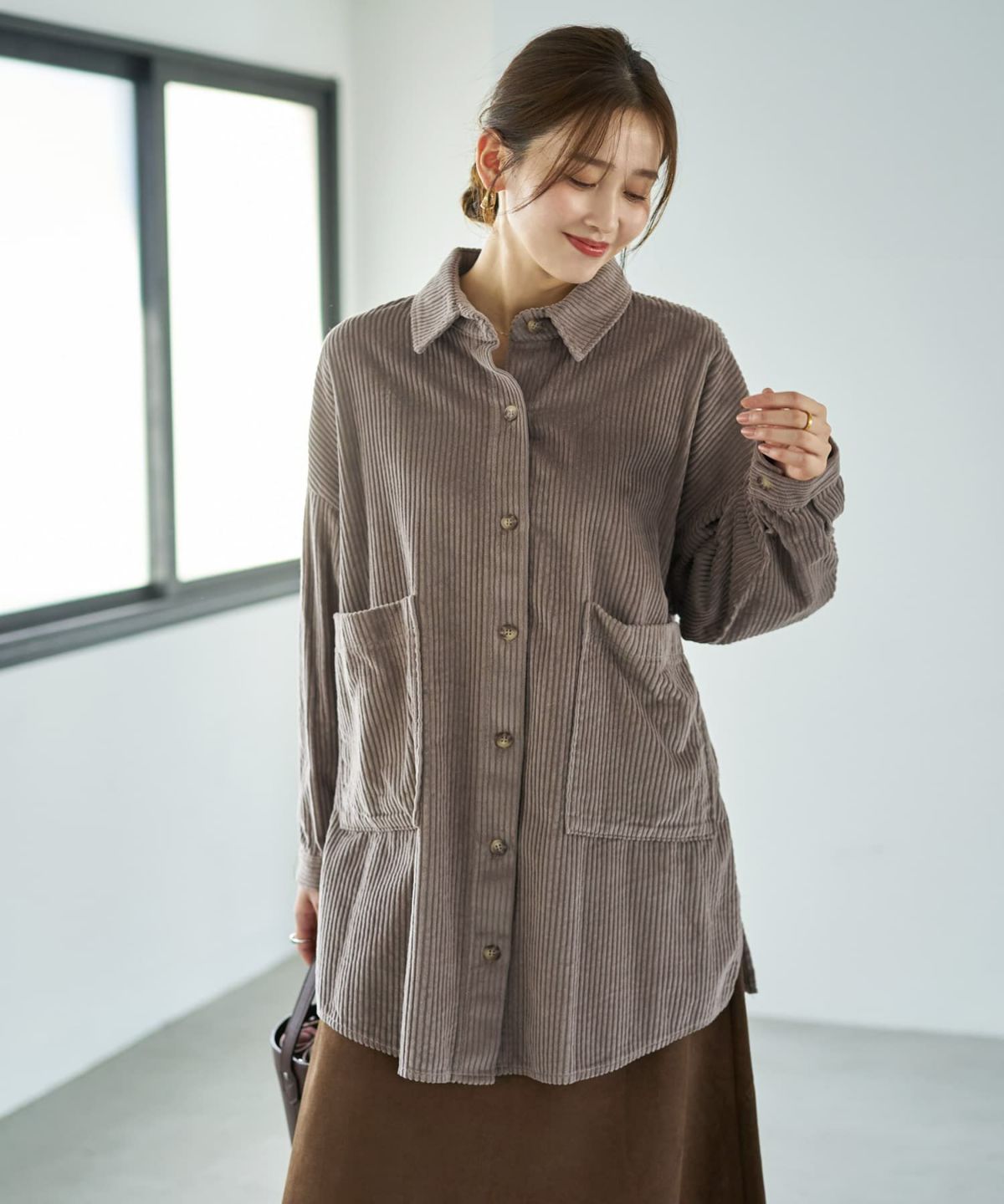 着用イメージ 166cm モカグレー