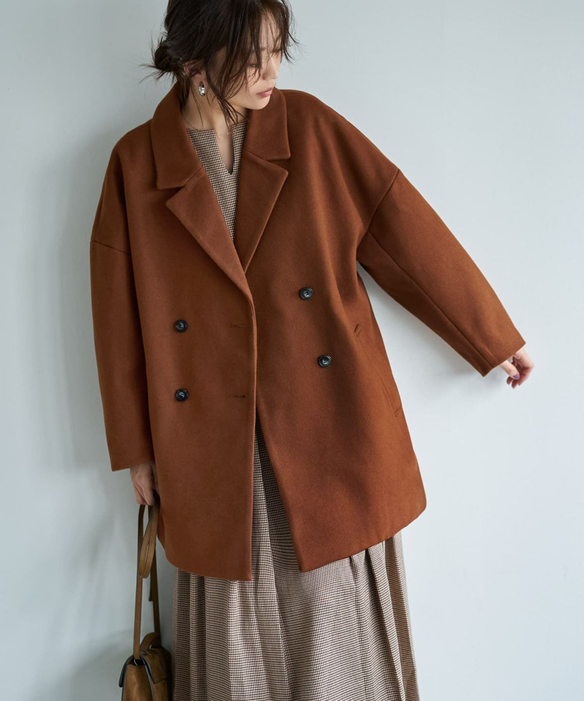 着用イメージ 166cm ブラウン