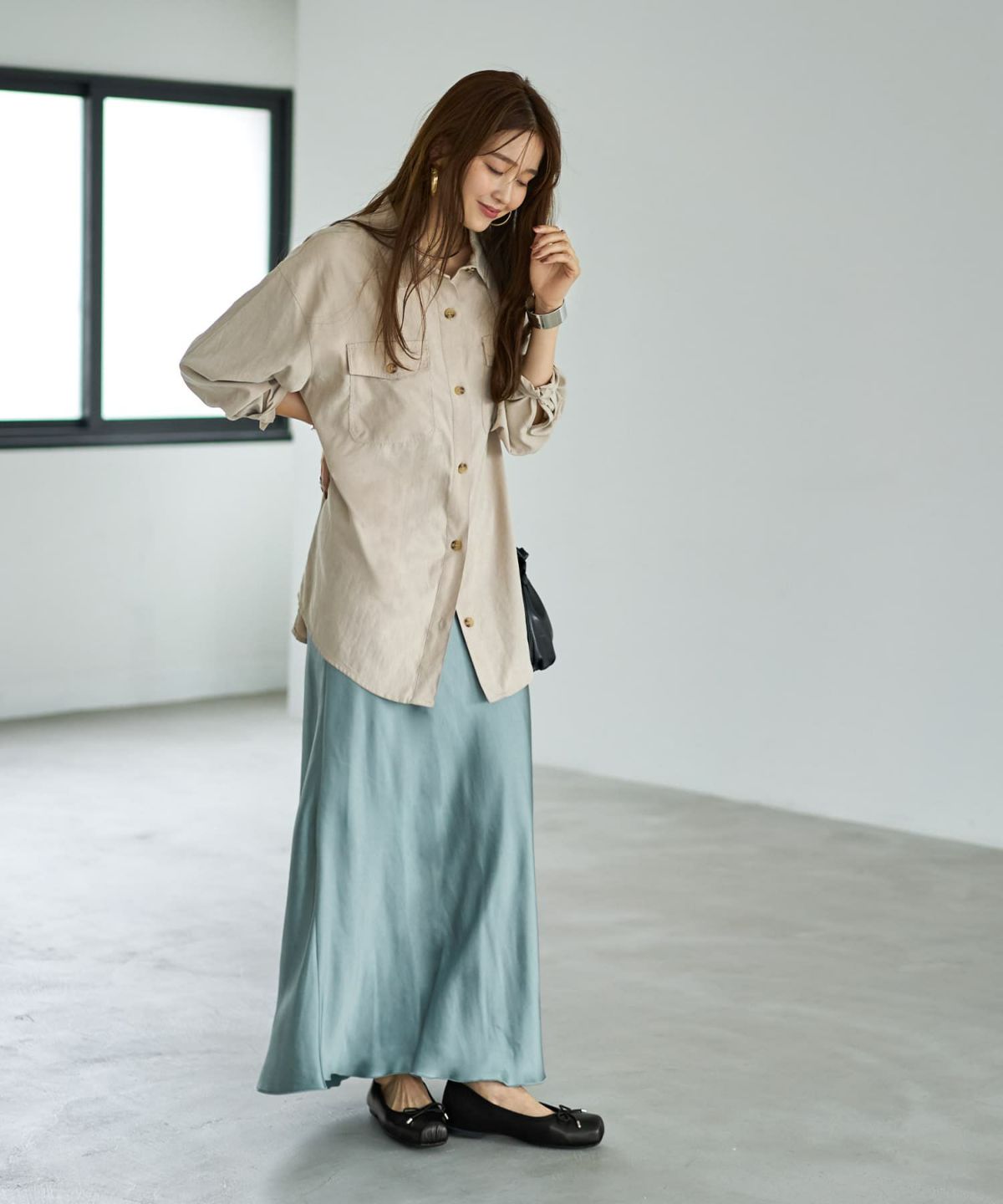 着用イメージ 166cm ライトベージュ