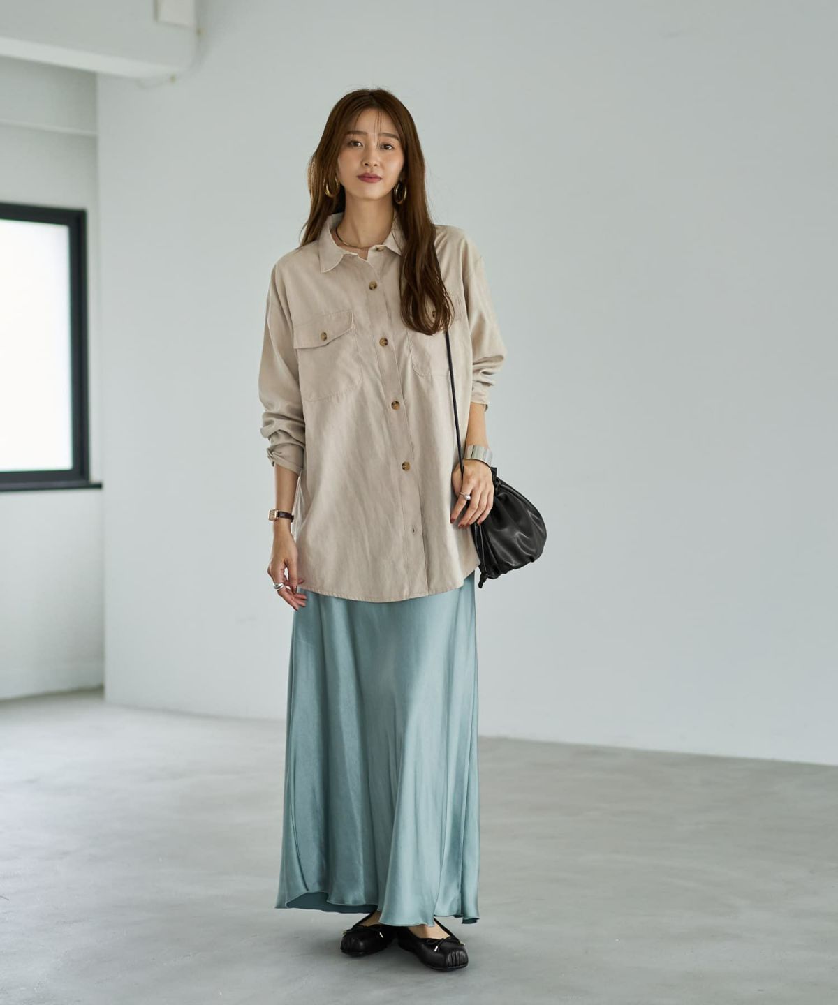 着用イメージ 166cm ライトベージュ