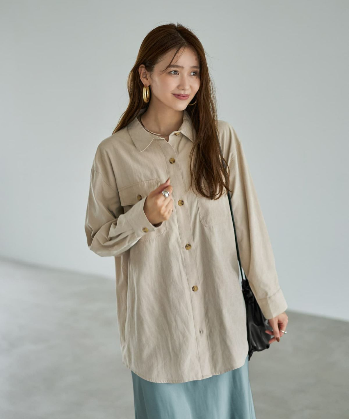 着用イメージ 166cm ライトベージュ