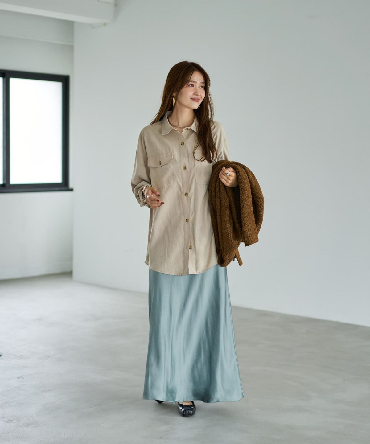 着用イメージ 166cm ライトベージュ