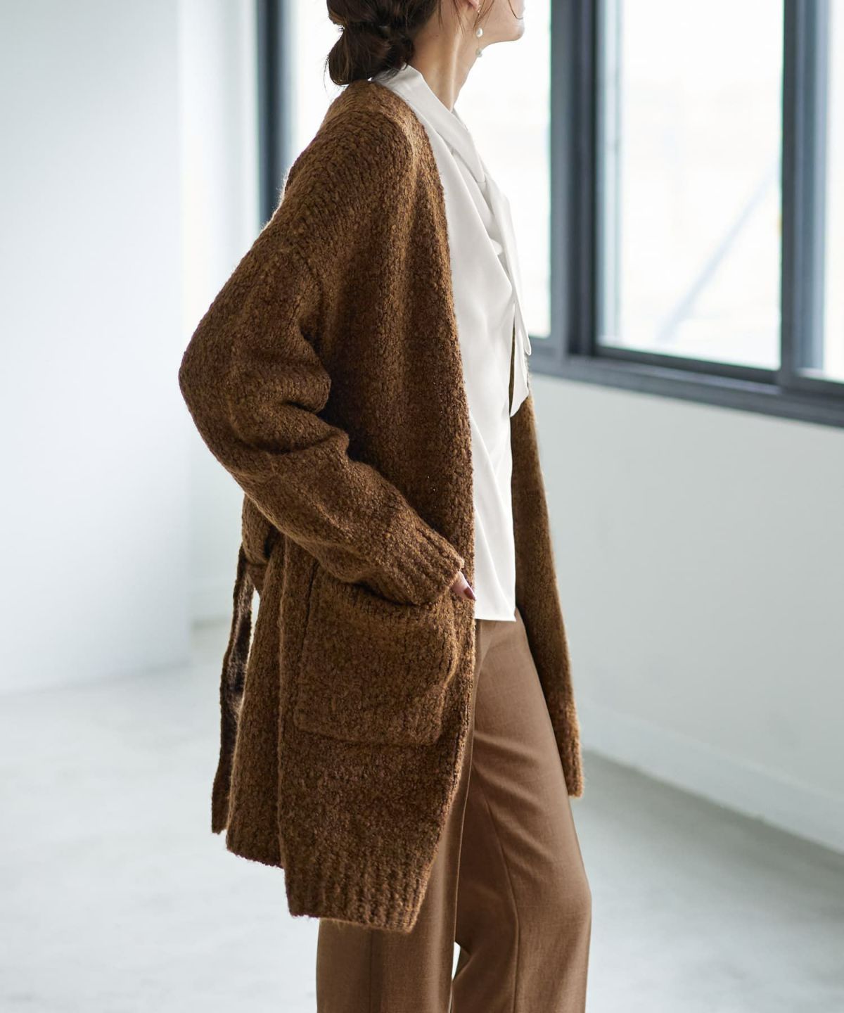 着用イメージ 166cm ブラウンミックス