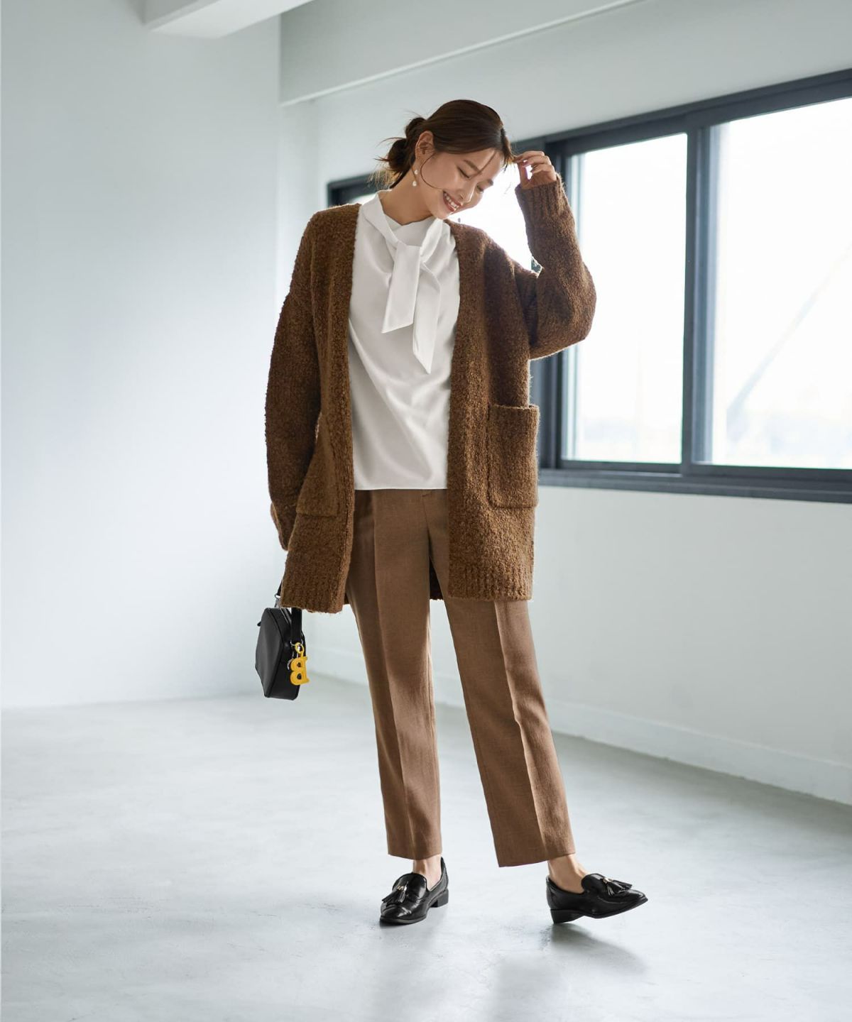 着用イメージ 166cm ブラウンミックス