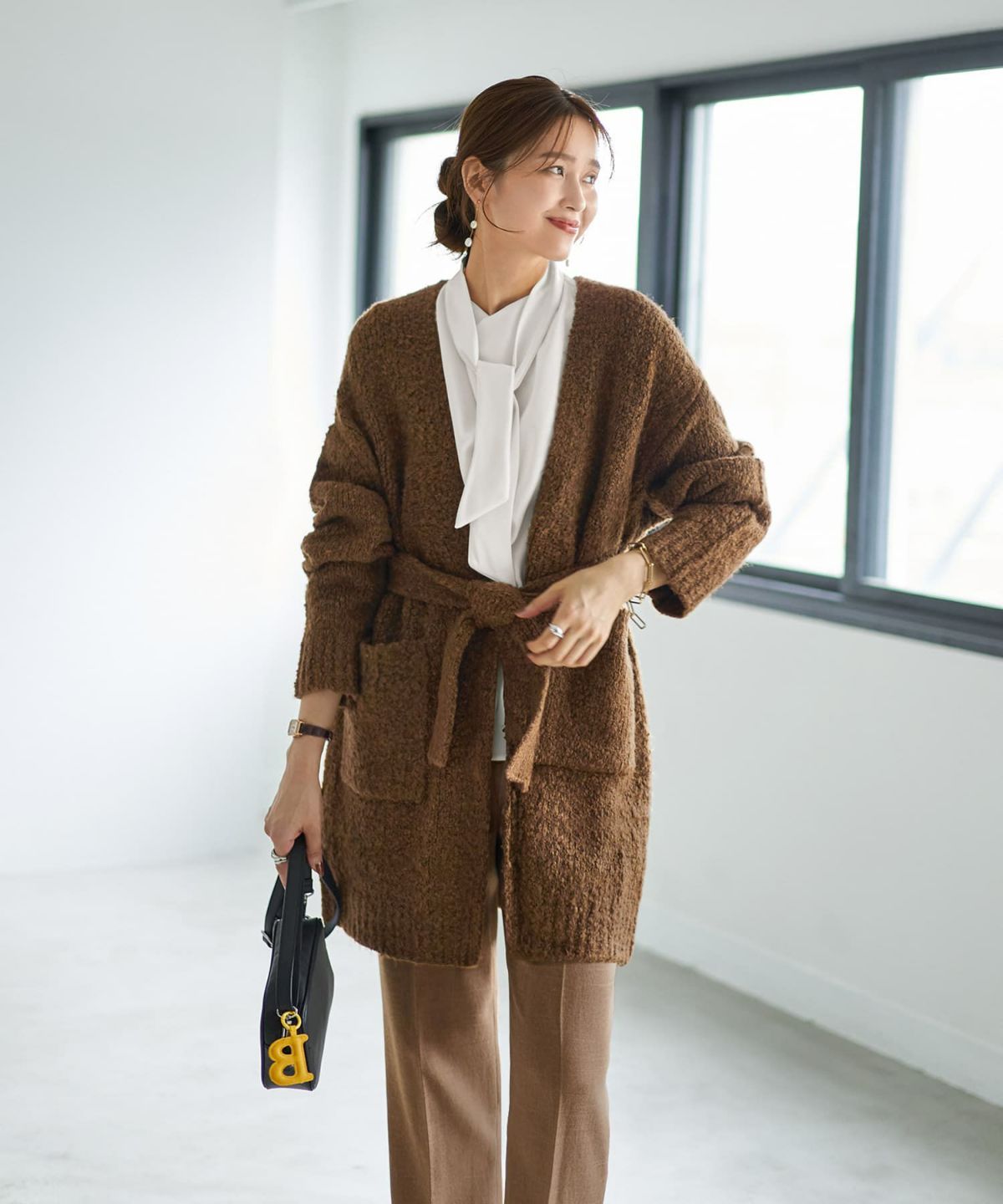 着用イメージ 166cm ブラウンミックス