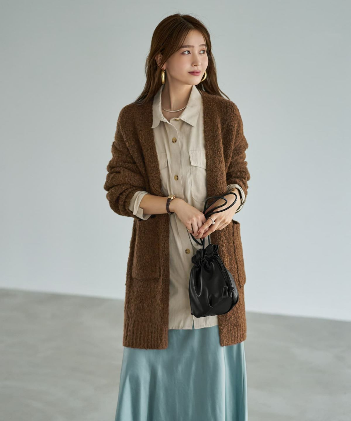 着用イメージ 166cm ブラウンミックス