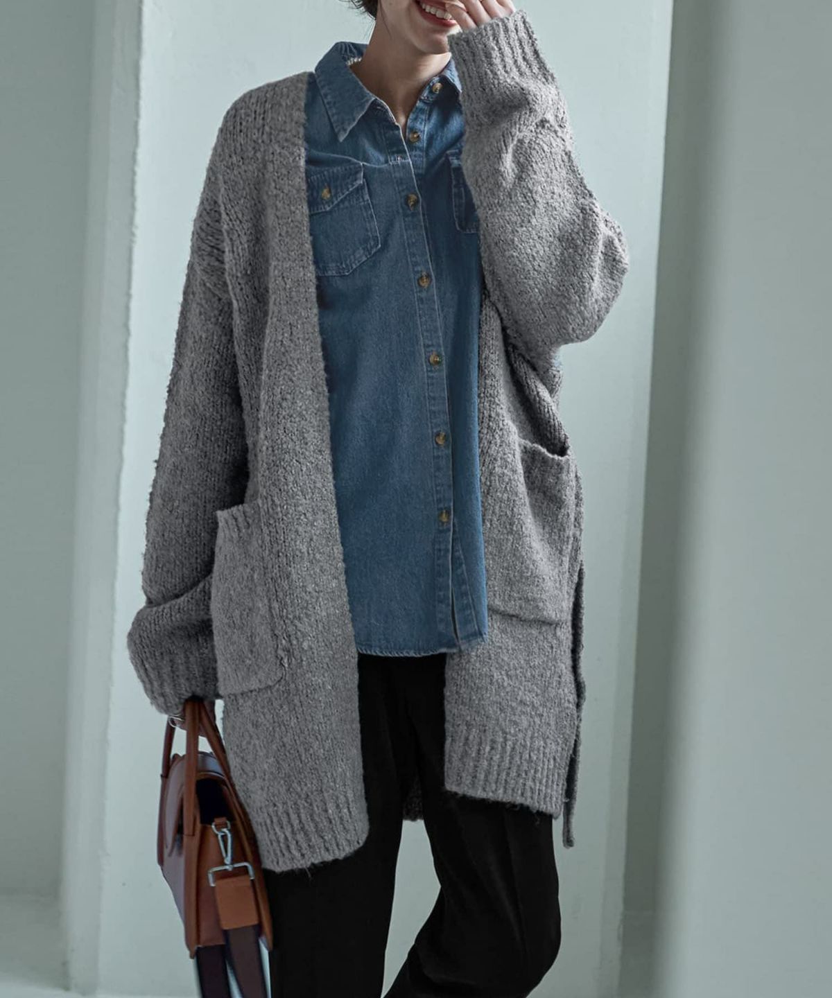 着用イメージ 168cm ライトグレー