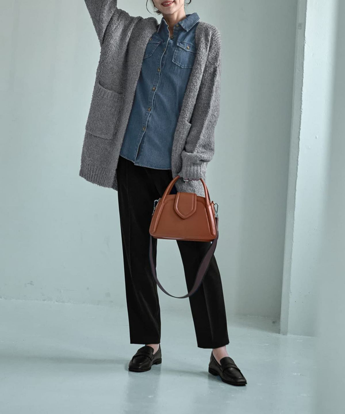 着用イメージ 168cm ライトグレー