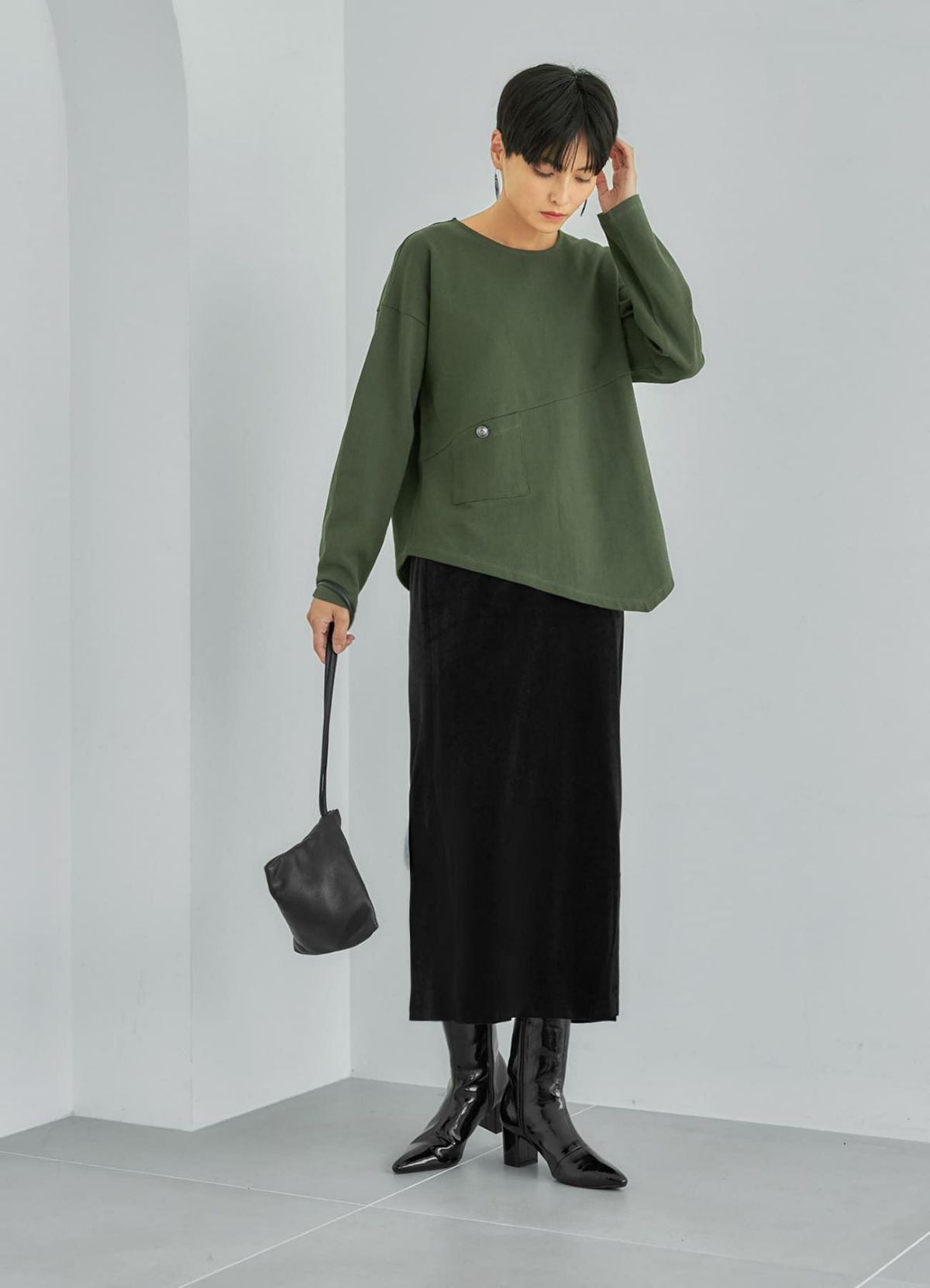 着用イメージ 165cm カーキ