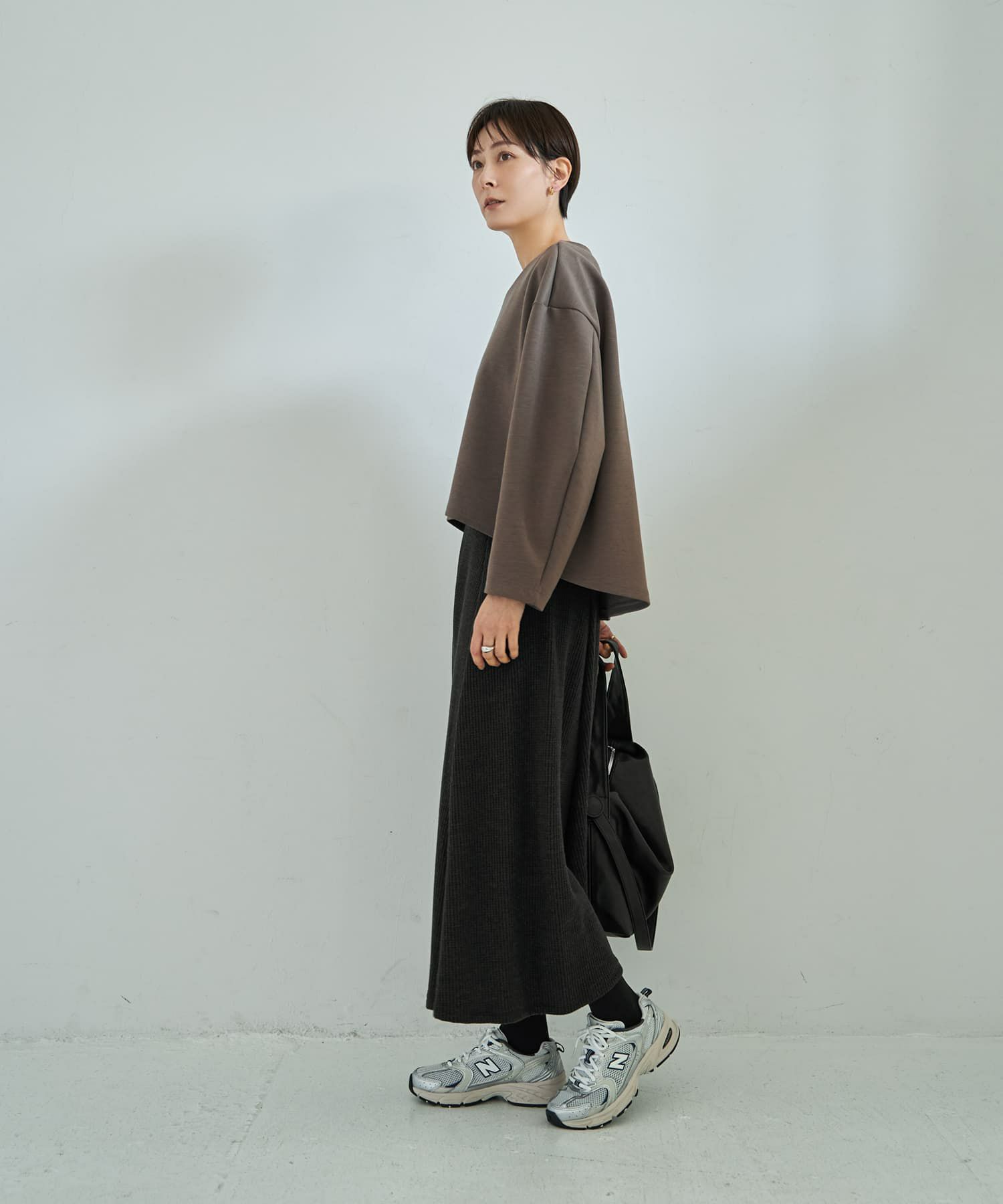 着用イメージ 167cm ココアグレー