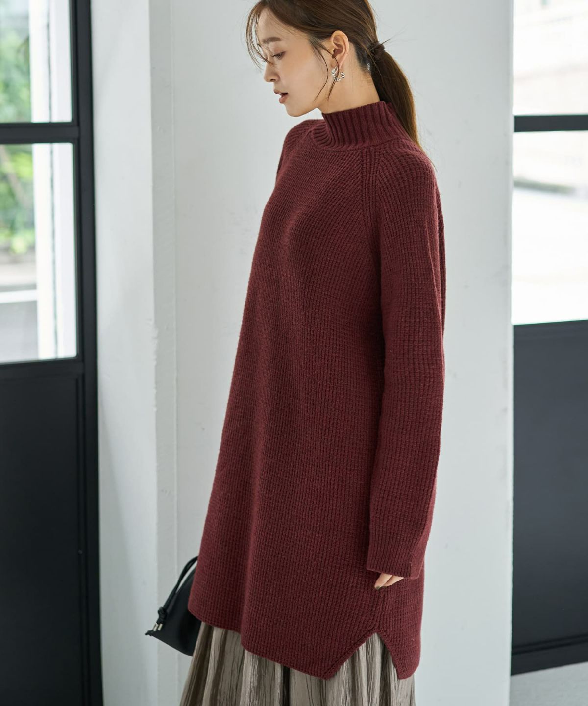 着用イメージ 166cm バーガンディミックス