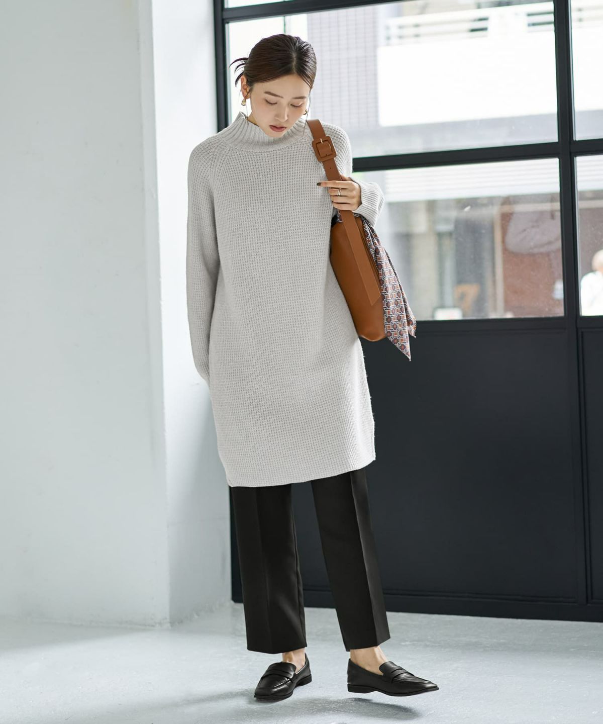 着用イメージ 166cm ライトグレーミックス