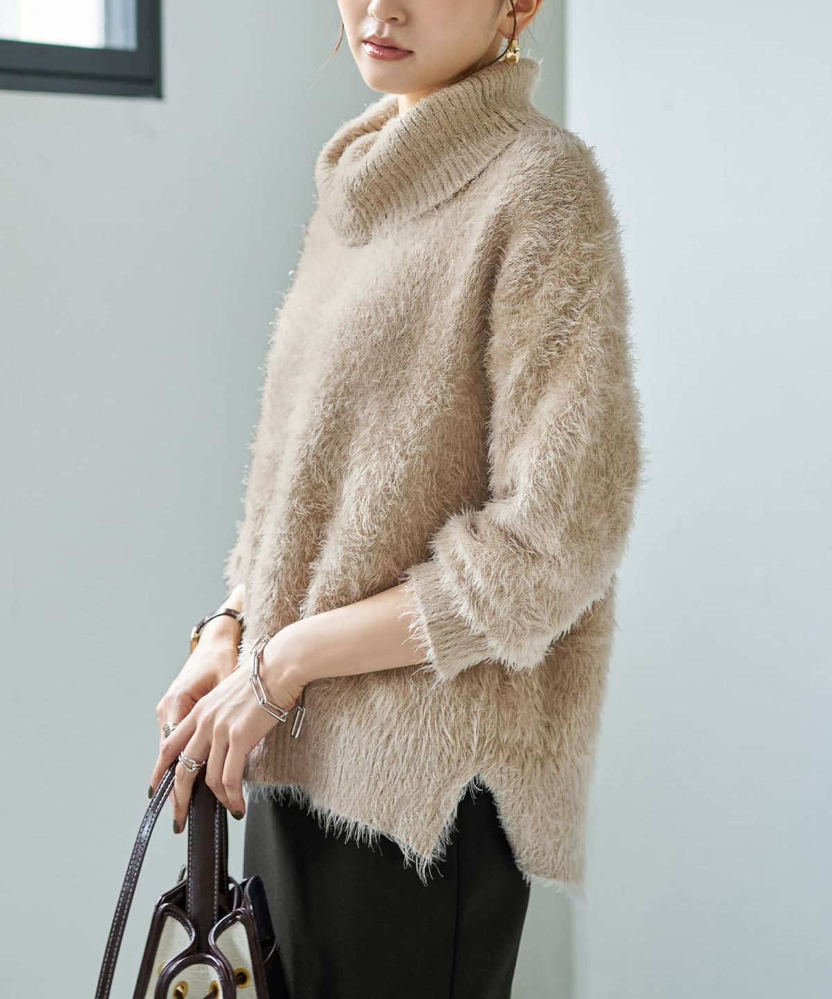 着用イメージ 166cm ベージュ